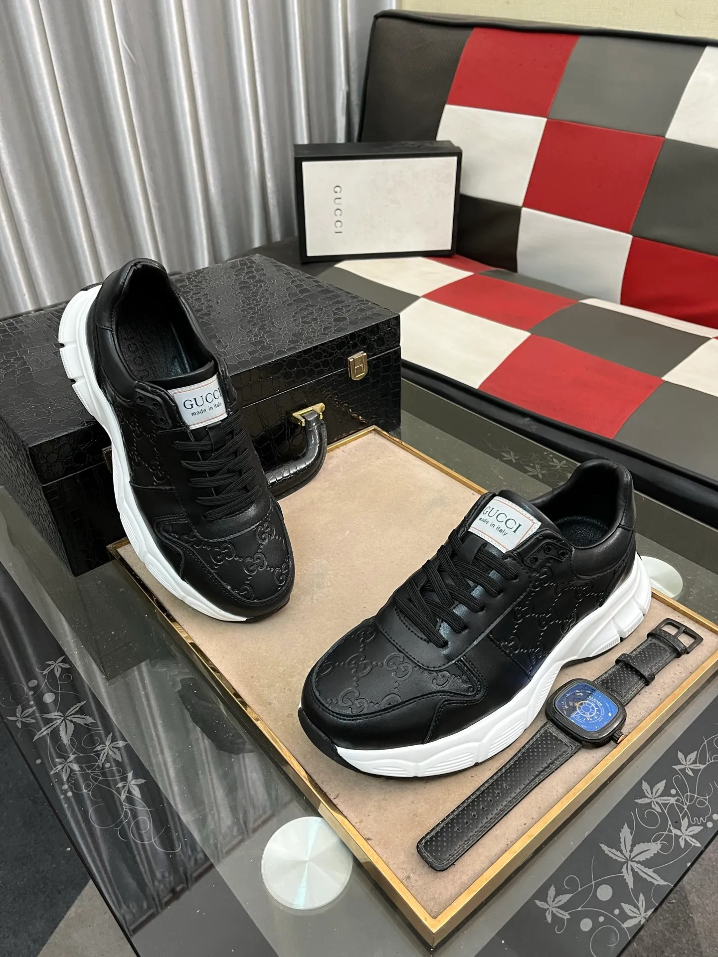Men's shoes 💰440⌚️⌚️ (GUCCI-Gucci) luxury brand sports and casual shoes, imported original material, sheepskin lining, high-end and comfortable, original outsole is light and wear-resistant! Purely handmade, details determine quality! 38-443️⃣colors available